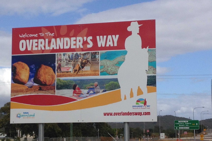 Sign to the entrance of the Overlander's Way, from Townsville, Qld, to Tennant Creek, NT.
