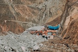 Mining equipment inside a gold mine.  