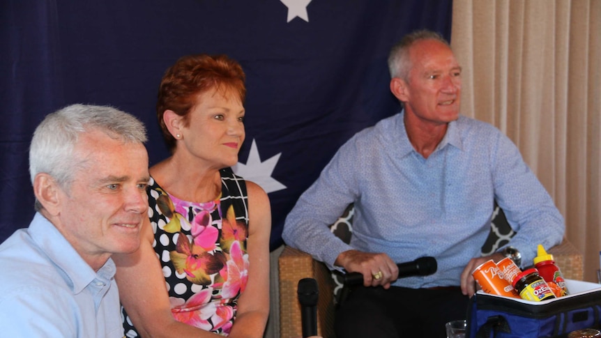 One Nation senators Malcolm Roberts and Pauline Hanson and QLD One nation leader Steve Dickson