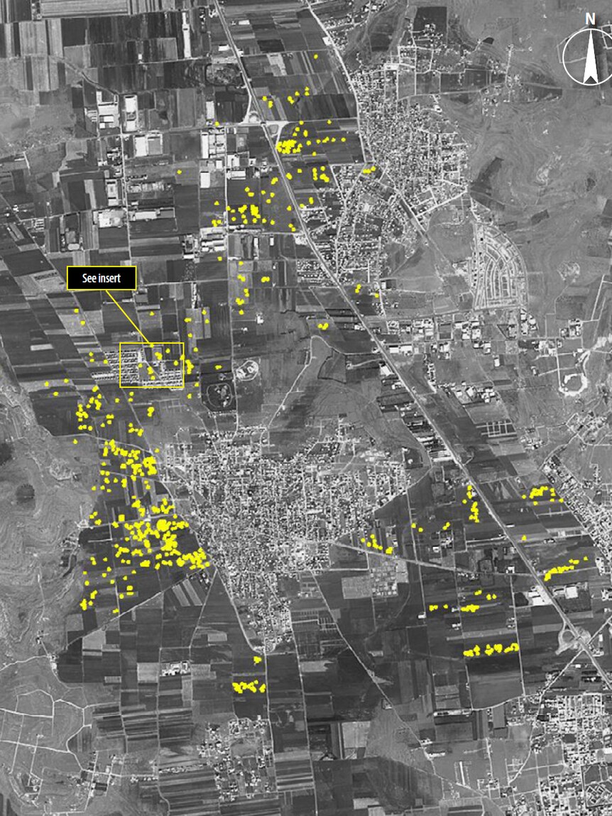 Amnesty International probable artillery impact craters