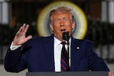 President Donald Trump speaks from the South Lawn of the White House