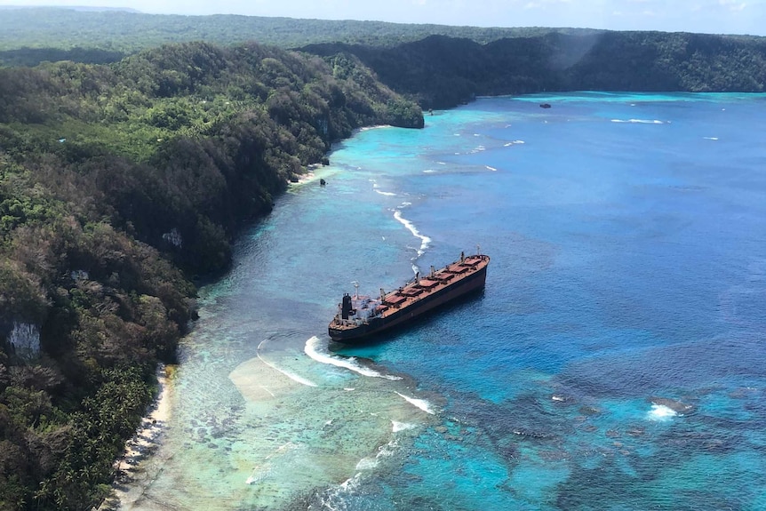 The spill happened while the tanker was trying to load bauxite on the island.