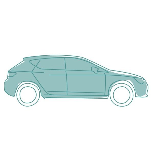 Illustration in green and white of a car