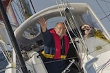 French yachtsman Alain Delord aboard his boat.