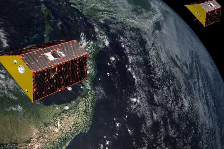 two satellites orbit the earth