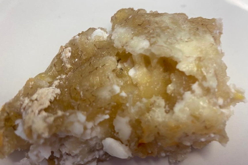 A piece of banana cassava on a plate