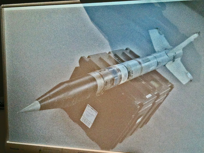 Missile shown at police news conference