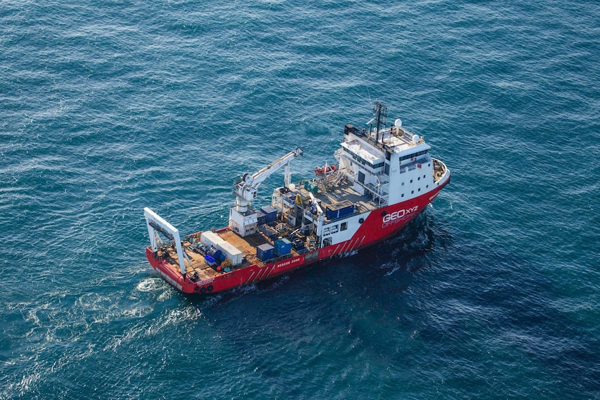 A search vessel in the middle of the sea