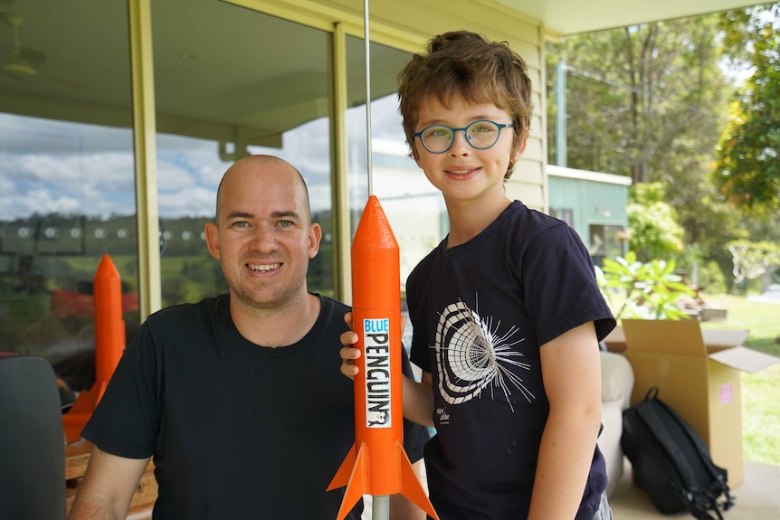 Child prodigy Finn with a rocket.