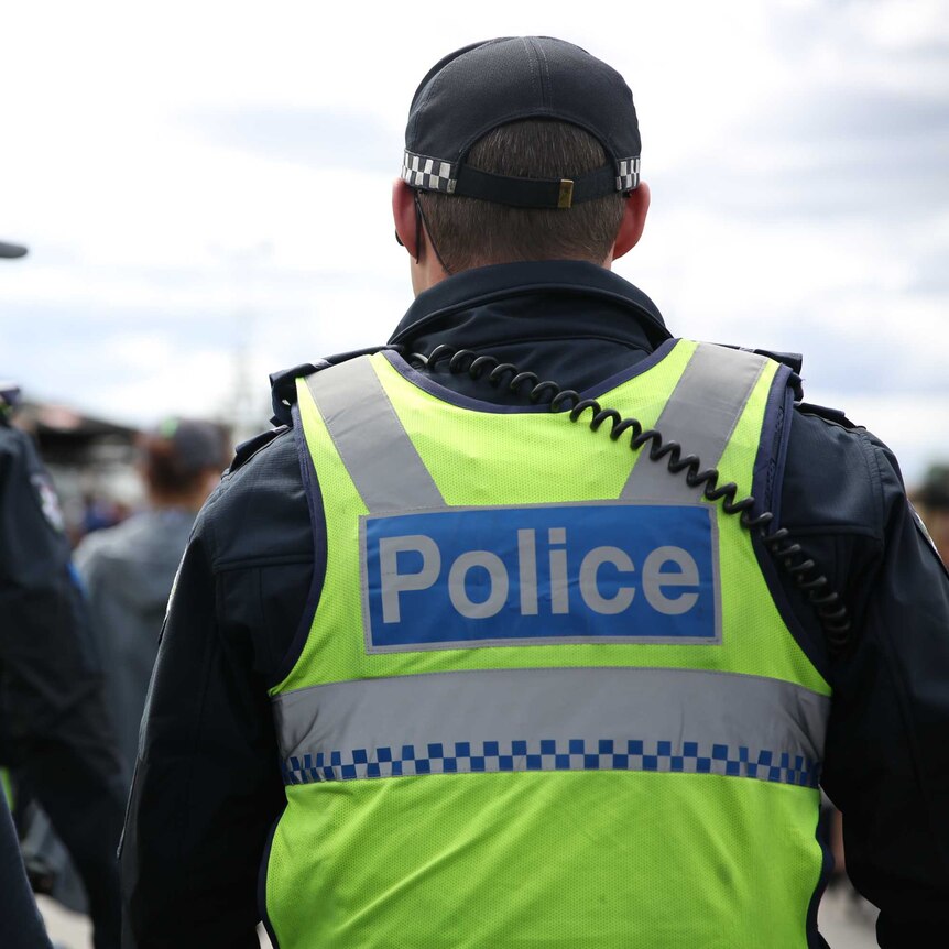Police officers watch over the crowds at the Melbourne Cup.