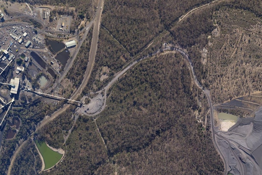 Aerial view of coal mine.