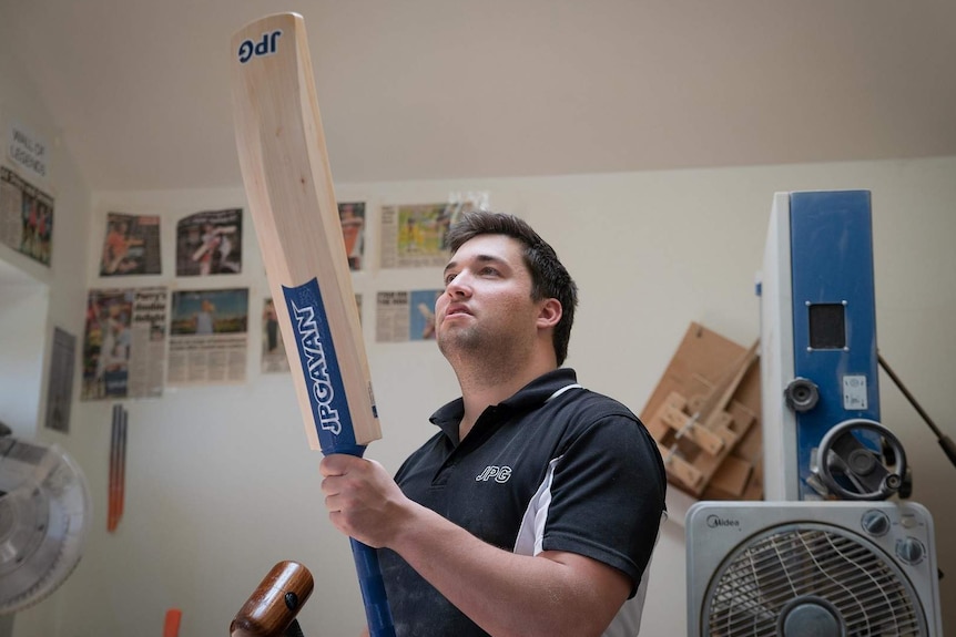 Josh Gavan runs a bat repair business out of his parents' garage in Sydney