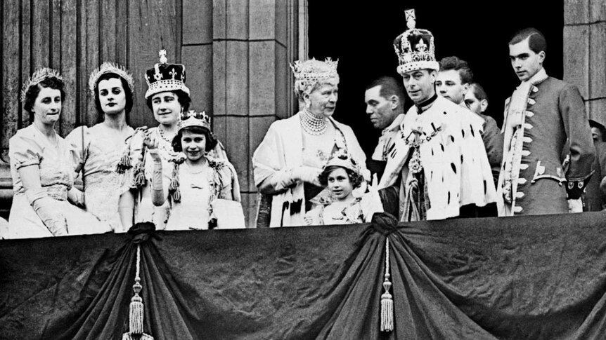 Royals family on balcony of Buckingham Palace following the Coronation of King George VI in 1937.
