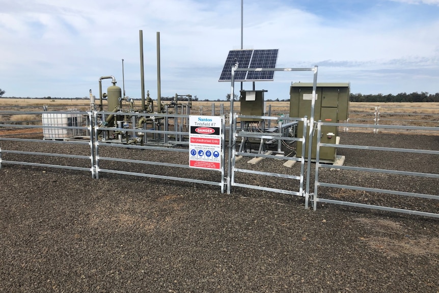 An appraisal well for goal seam gas in a dry paddock.