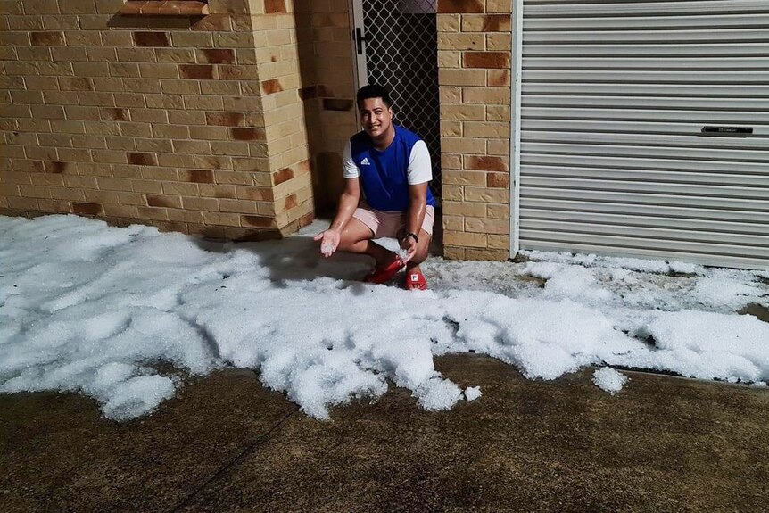 Hail after a storm in Maroochydore