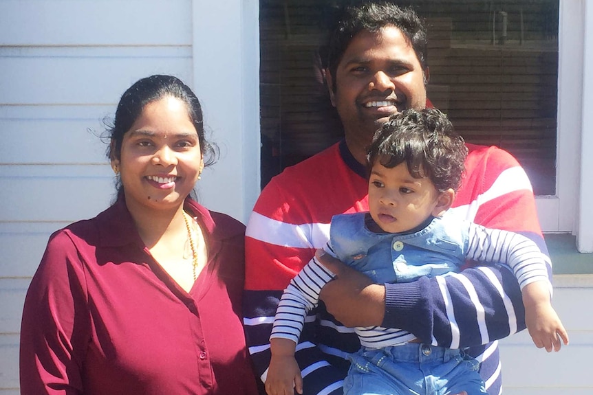 Mohan Mattala, Tasmanian swinging voter, with his family.