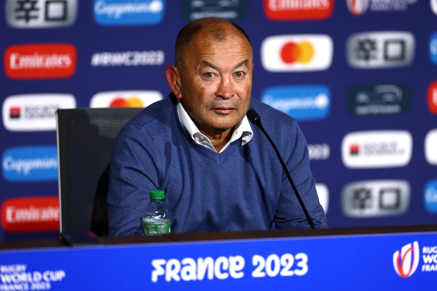 Wallabies coach Eddie Jones at a media conference after the loss to Wales.