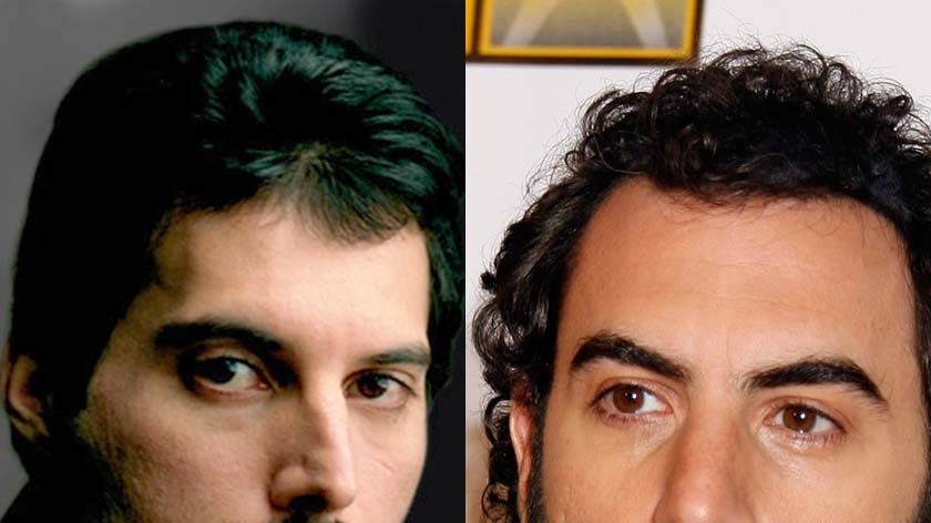 Freddie Mercury (left) and Sacha Baron Cohen