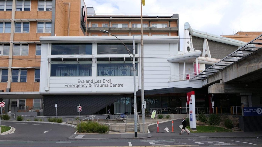 An exterior photo of the Eva and Les Erdi Emergency and Trauma Centre at The Alfred Hospital in Melbourne.