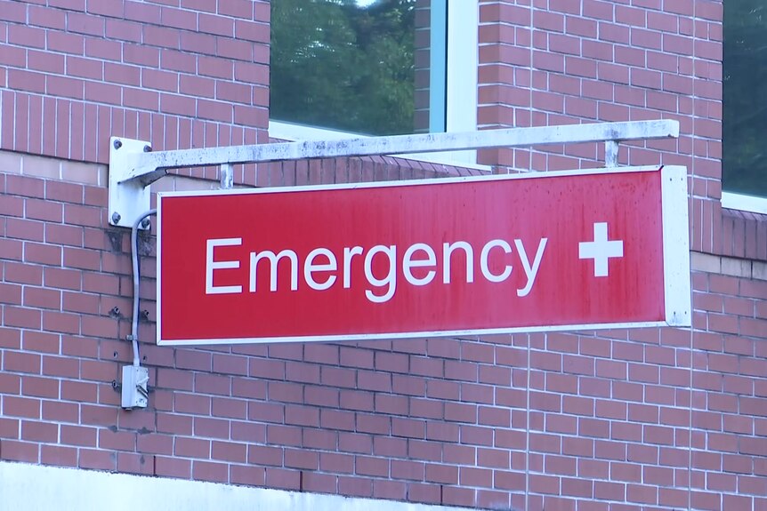 Red emergency sign at Liverpool Hospital