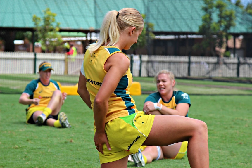 Stretching before the match