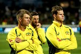 David Warner, Matthew Wade and Steve Smith in coloured clothing with the Australian limited-overs team.