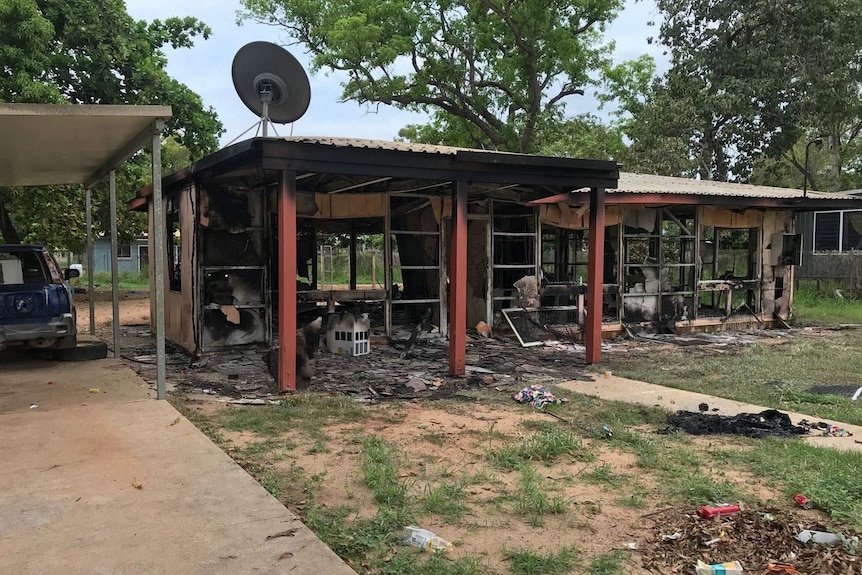 Fire-destroyed house in Aurukun.