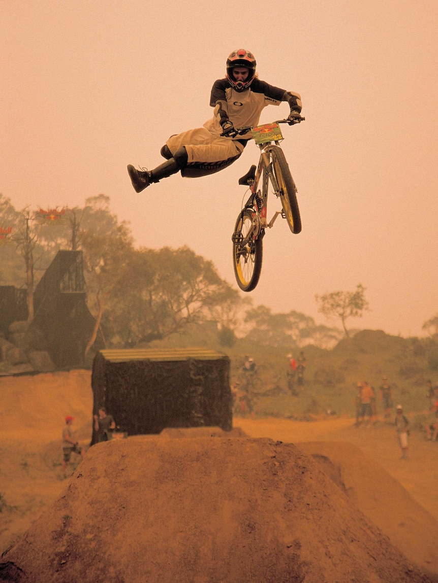 Famous for his fearless jumping: Grant Allen in action on the ramps of Jindabyne.