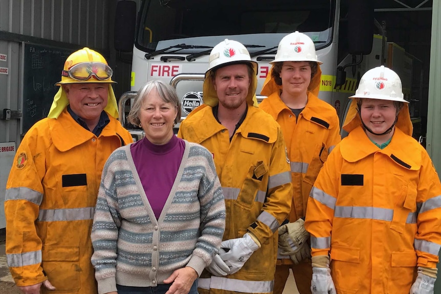 Redmond bushfire brigade volunteers standing outside the station.