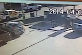 Security footage shows a 4WD passing a stationary car at an Argyle Street intersection before colliding with a second car.