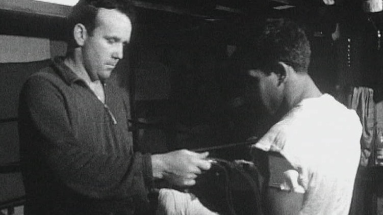 Boxing trainer Jack Rennie with Lionel Rose