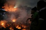 fire rages in a slum in Dhaka
