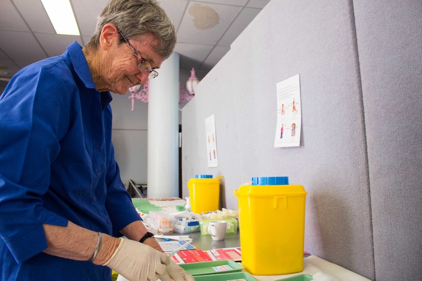 Wellington Shire Council immunisation nurse Pat Lamb prepares for patients at Sale's immunisation session