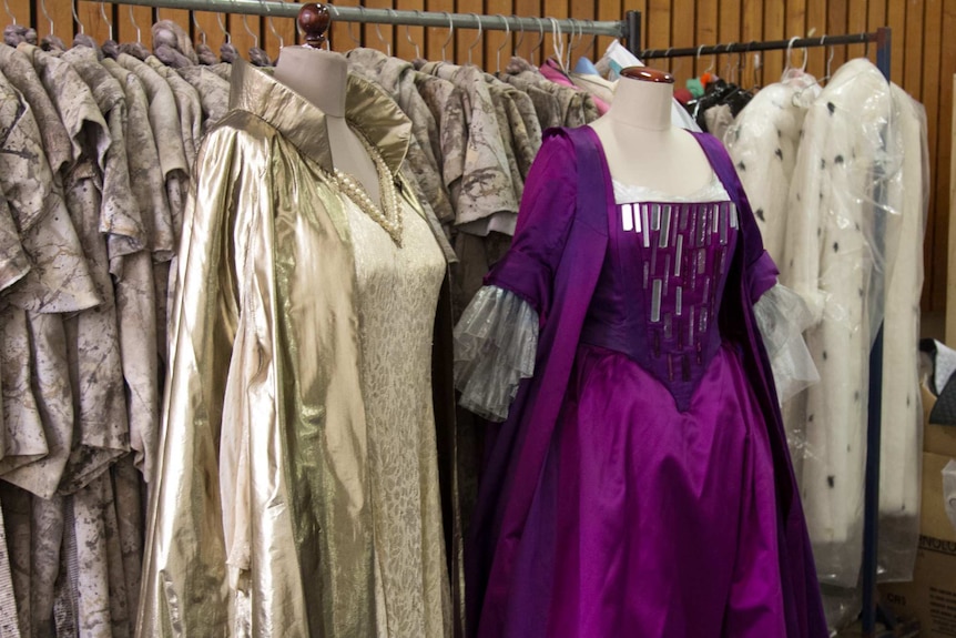 Costumes from Opera Australia productions of Lohengrin and Ariadne Aug Naxos on mannequins