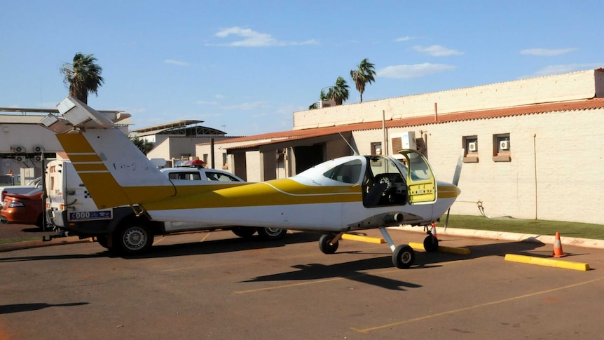 The light aircraft was parked outside a Newman pub.