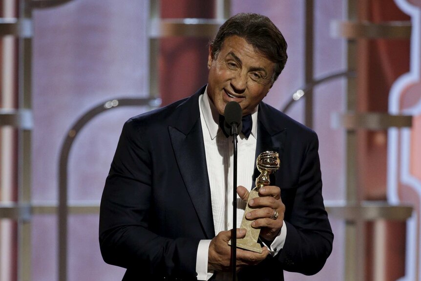 Sylvester Stallone accepts his Golden Globe Award for Creed