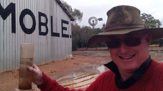 Brian Rutledge from Moble station near Quilpie celebrates rain