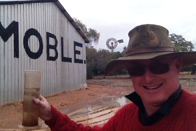 Brian Rutledge from Moble station near Quilpie celebrates rain