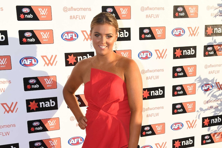 Ebony Marinoff of the Crows at the AFLW Women's Best and Fairest awards ceremony