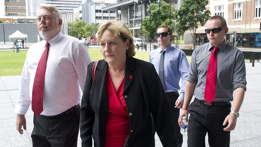 (L-R) The Morcombe family: Bruce, Denise, Bradley and Dean, arrive at the Supreme Court in Brisbane on March 12, 2014