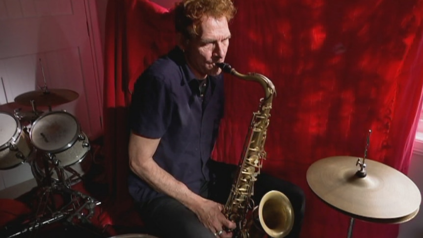 Neill Duncan playing his specially made saxophone