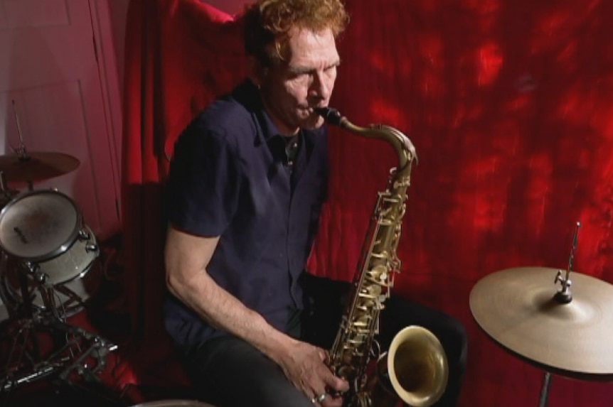 Neill Duncan playing his specially made saxophone