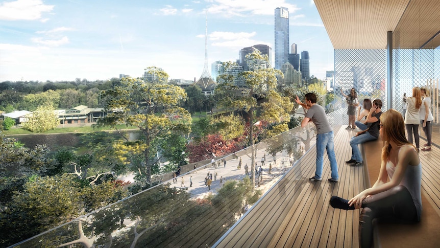 An artist's impression of the view from the balcony of the Apple store over the Yarra River.