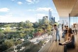 An artist's impression of the view from the balcony of the Apple store over the Yarra River.