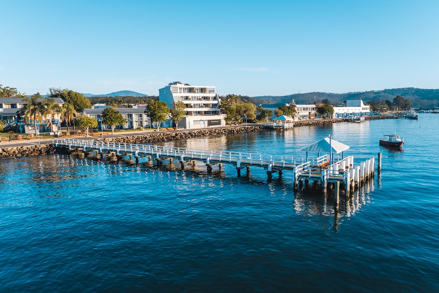 A coastal town on a stunning day.