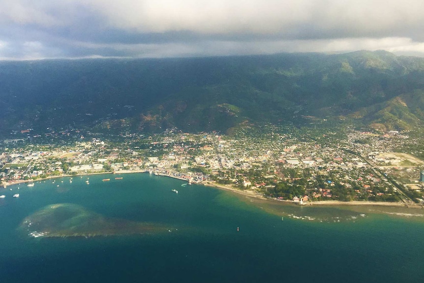 The East Timorese city of Dili, seen from the air.