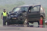 Smashed car on Stuart Highway