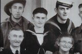 Teddy Sheean poses with other members of the navy.