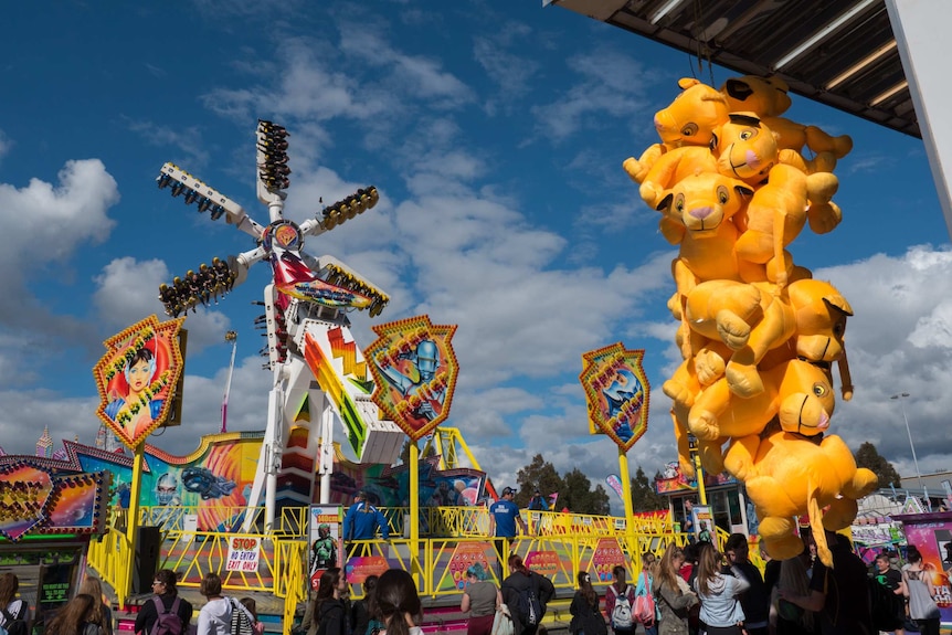 Sideshow alley at the Royal Adelaide Show.