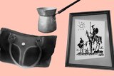 A composite of an aluminium jug, painting and handbag to depict the objects you can't get rid of after a loved one's death.